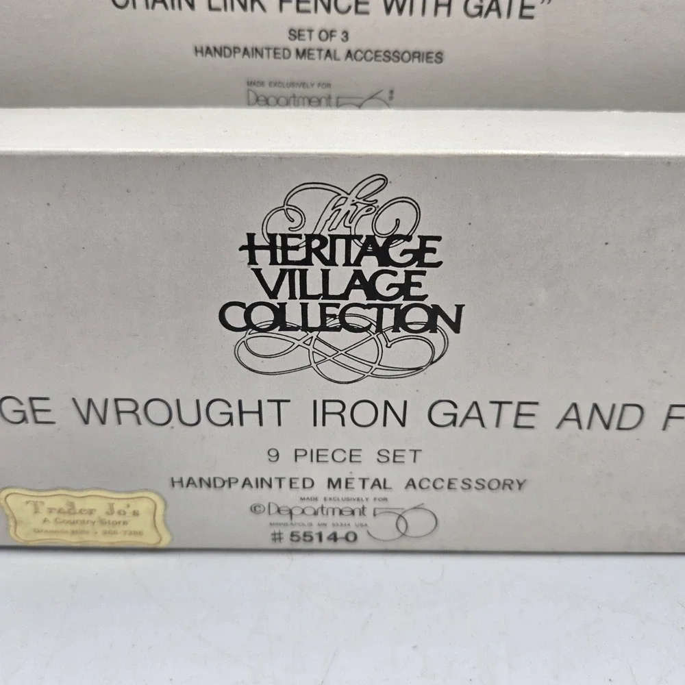 Vtg Dept 56 Mixed Lot Village Wrought Iron Gate and Fence & Estensions In Box